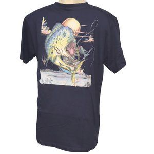 Father's Day King Grandpa Royal Highness Fisherman's Shirt Fish Sunset XL